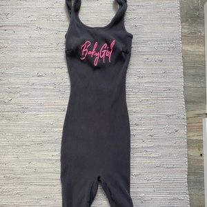 Grey Ribbed Shorts Jumpsuit